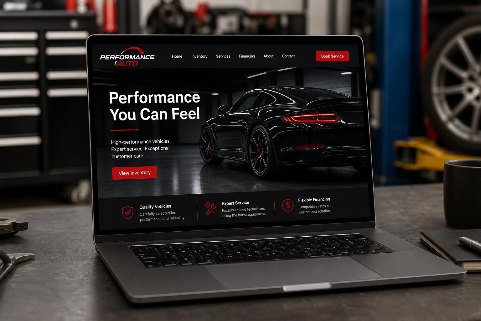 Preview of Performance Auto Shop website design